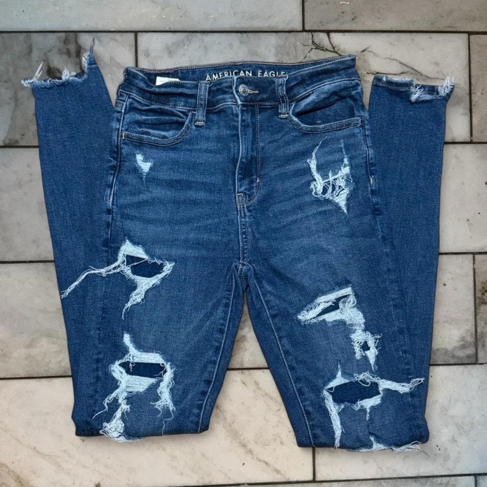American Eagle Outfitters Women's Ripped Blue Skinny Jeans